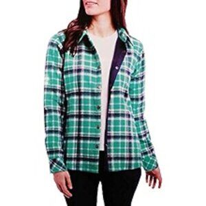 Orvis Small Women's Fleece Lined Flannel Shirt Jacket Shacket Teal Green Blue